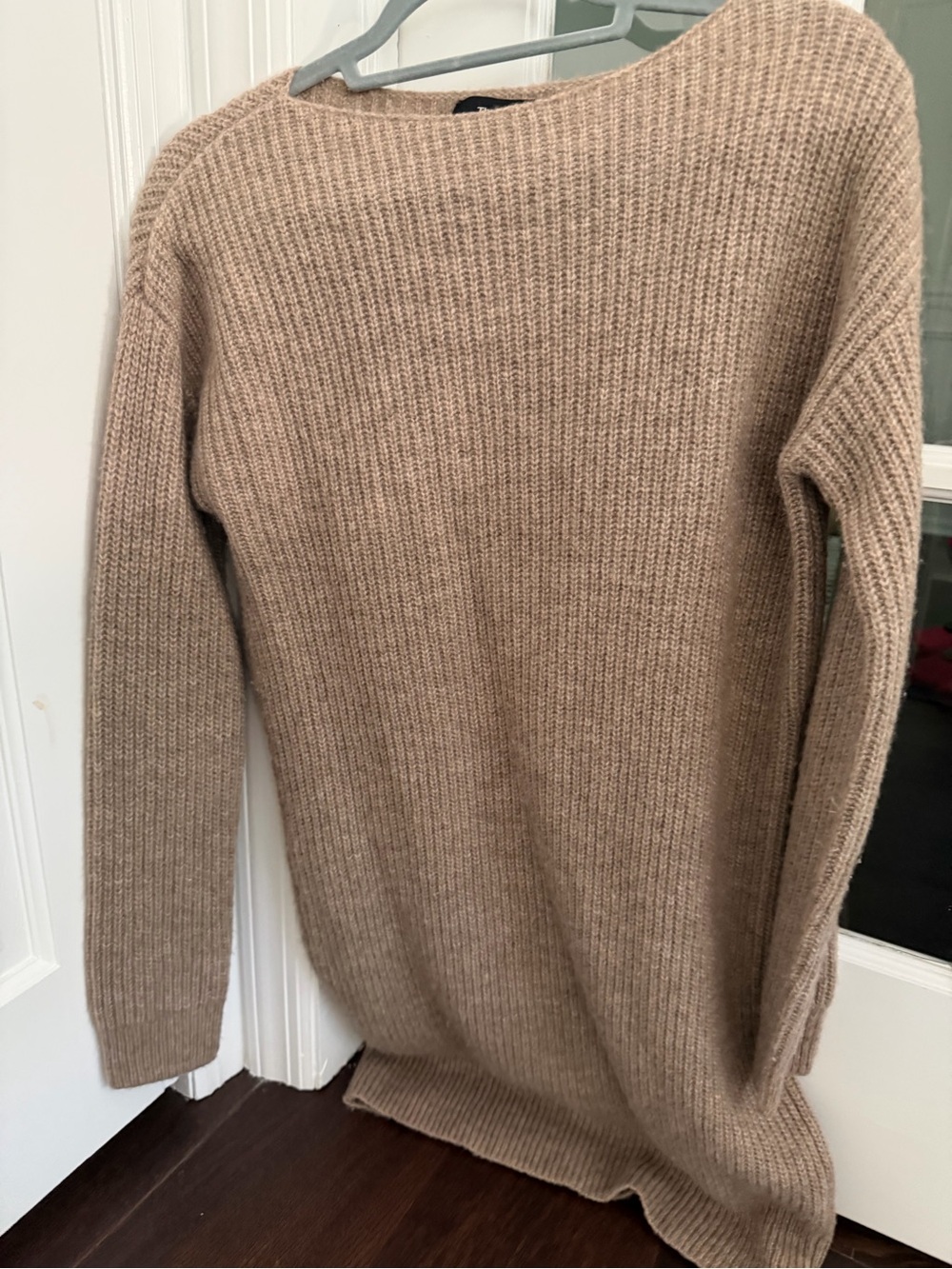 Theory Beige Ribbed Knit Sweater
